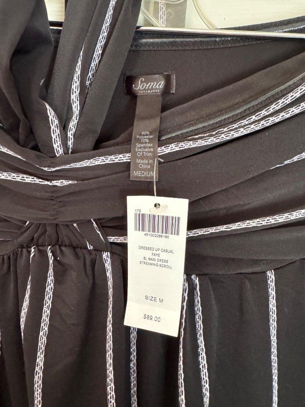 Soma Faye Maxi Dress Black White Convertible Halter Soft Jersey Medium NEW - Picture 6 of 11